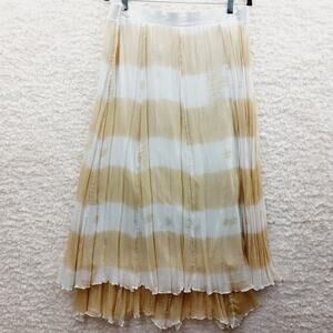 Skirt Maxi Chico Beige Stripe Hi-Low Hem Resort Coastal Boho Minimalist Size 2